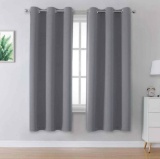 DUALIFE Solid Blackout Curtains for Bedroom 72 Inches Long Room Darkening Grey Grommet Curtain