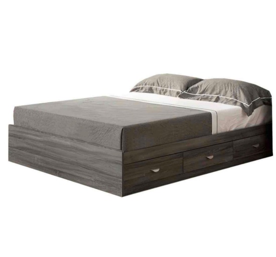 Gray Finish Full Size Chest Bed With 3 Drawers