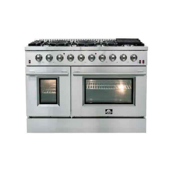 Forno 48 in. 6.58 cu. ft. Capacity Professional Freestanding Double Oven Gas Range