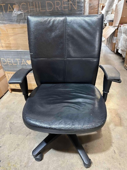 Turnstone Jacket By Steelcase Black Leather Desk Conference Office Chair