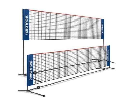 Boulder Badminton Pickleball Net - Height Adjustable Portable Net for Junior Tennis, Kids Volleyball