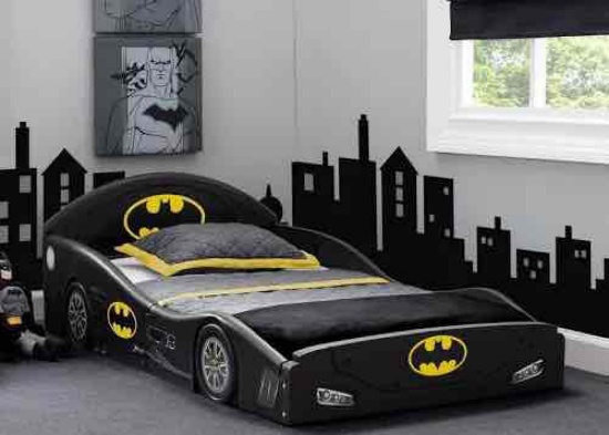 Dc Comics Batman Batmobile Car Sleep and Play Toddler Bed with Attached Guardrails