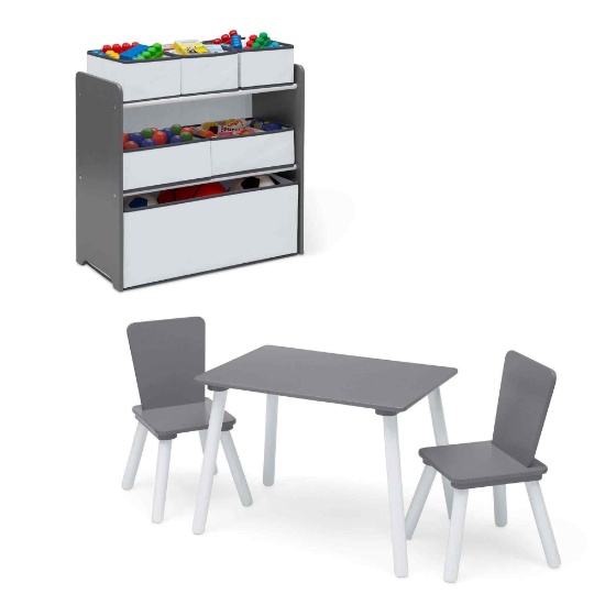 Delta Children 4-Piece Toddler Playroom Set ? Includes Play Table with Dry Erase Tabletop and 6 Bin