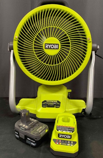 RYOBI ONE+ 18V Cordless Hybrid WHISPER SERIES 12 in. Misting Air Cannon Fan Kit