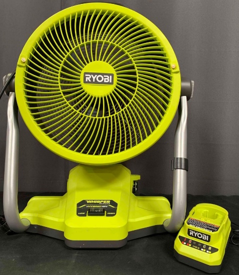 RYOBI ONE+ 18V Cordless Hybrid WHISPER SERIES 12 in. Misting Air Cannon Fan Kit