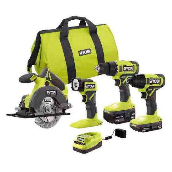 RYOBI ONE+ 18V Cordless 4-Tool Combo Kit