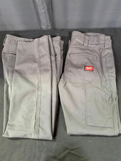 Milwaukee Men's 30 in. x 32 in. Gray Cotton/Polyester/Spandex Flex Work Pants with 6 Pockets