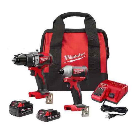 Milwaukee Cordless Hammer Drill/Impact Combo Kit (2-Tool) with 2 Batteries, Charger