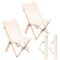 Set of two beige bamboo dorm chairs with storage pockets for camping and fishing