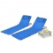 Costway 3 Pieces Beach Lounge Chair Mat Set, 2 Adjustable Lounge Chairs with Table Stripe - Blue