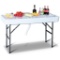 Giantex 4 Foot Party Ice, Plastic Folding Table with Matching Skirt - White