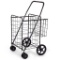 Goplus Jumbo Folding Shopping Cart Utility Cart with Double Basket & Swivel Wheels