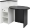 Costway Front Reception Office Desk with Open Shelf and Lockable Drawer