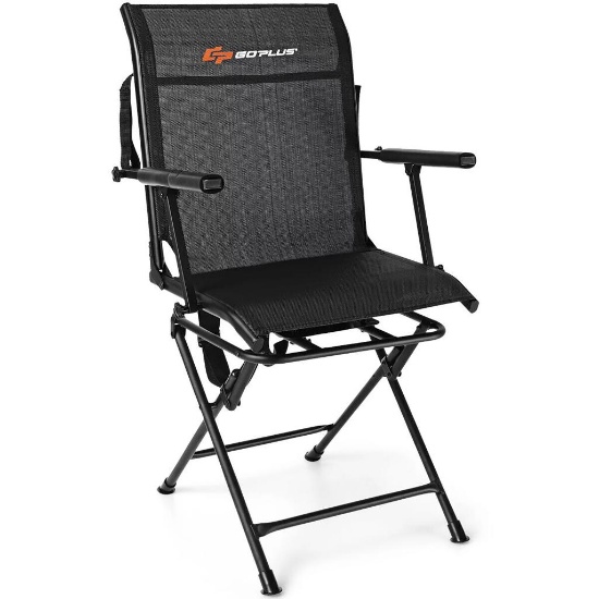 Costway Swivel Hunting Chair Foldable Mesh Chair W/ Armrests For Outdoor Activities