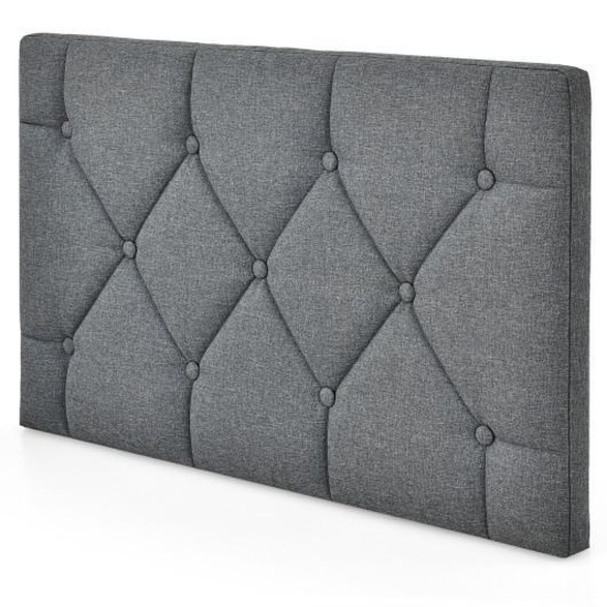 Upholstered Wall Mounted Headboard with Tufted Button Linen Fabric