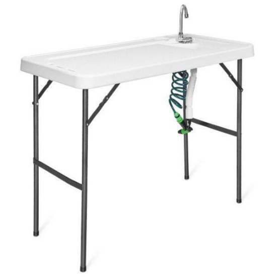 Total Tactic HW66135 Folding Cleaning Sink Faucet Cutting Camping Table with Sprayer