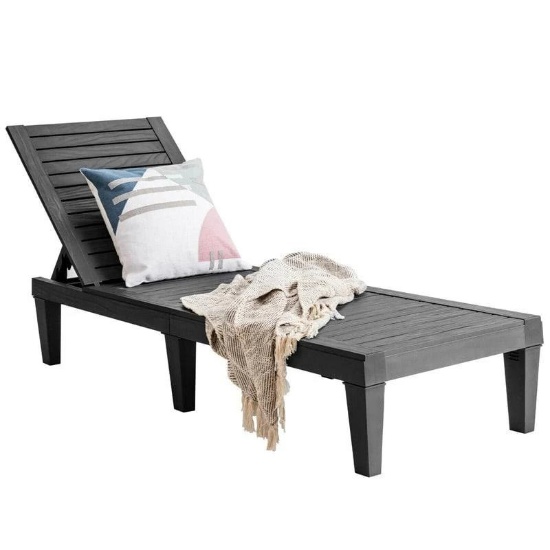 Costway Patio Lounge Chair Chaise Recliner Weather Resistant, Black