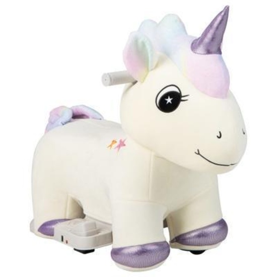 6V Electric Animal Ride on Toy with Music and Handlebars-Beige