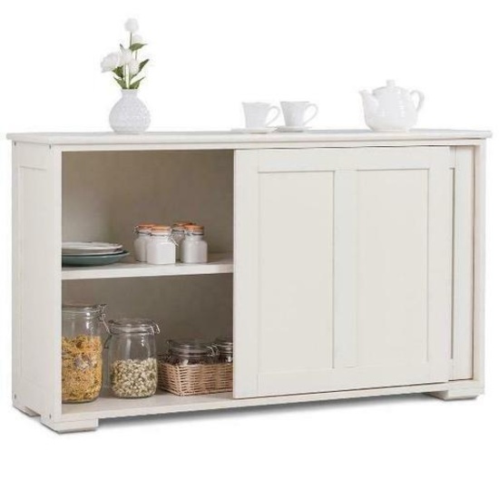 Costway Kitchen Storage Cabinet Sideboard Buffet Cupboard Wood Sliding Door Pant, White