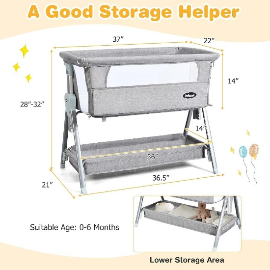INFANS Baby Bassinet Bedside Crib