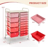 15 Drawer Rolling Storage Cart, Mobile Utility Cart with Lockable Wheels