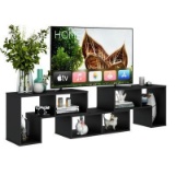 Costway 3 Pieces Adjustable TV Stand for TVs up to 65 Inch with Shelves-Black
