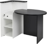 Costway Front Reception Office Desk with Open Shelf and Lockable Drawer