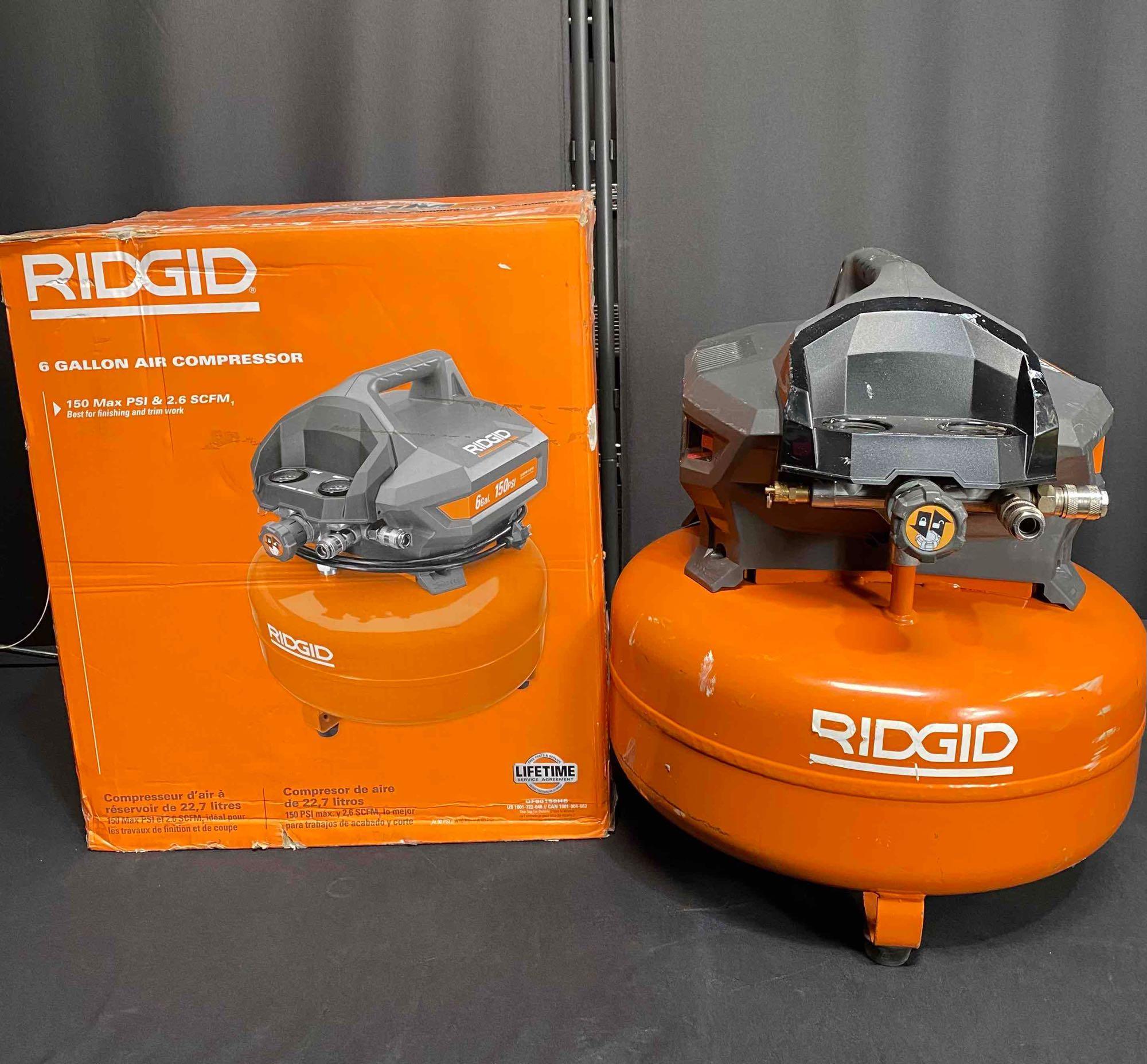 RIDGID 6 Gal. 150 PSI Pancake Air Compressor – Electric, Oil-Free, 1.5 HP, Portable