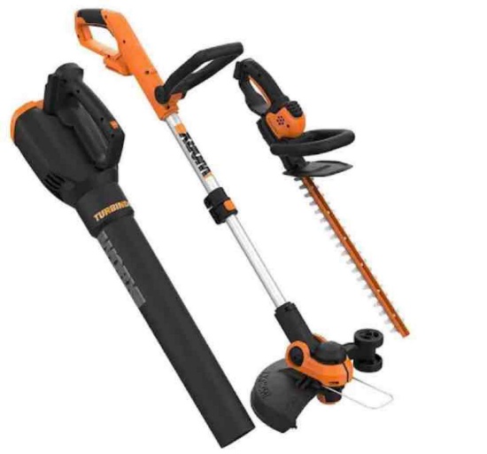 Worx Cordless 20V Leaf Blower, Hedge Trimmer, and Weed Trimmer Combo Kit(Tools-Only)