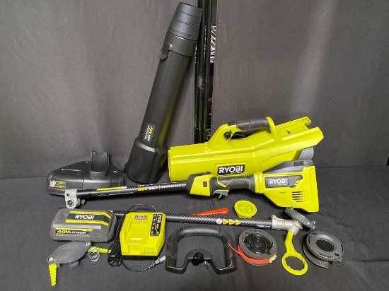RYOBI 40V HP Cordless Carbon Fiber Shaft String Trimmer & Jet Fan Blower Combo Kit