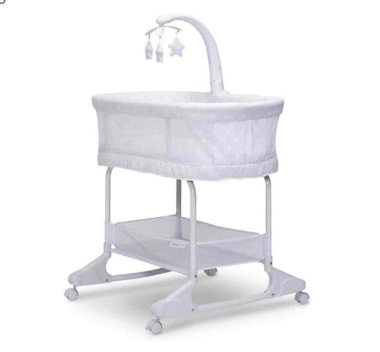 Delta Children SleepCool Rocking Bassinet with Airflow Mesh, Pink Fresco