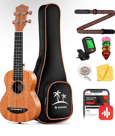 Donner Concert Ukulele Beginner Mahogany 23 Inch