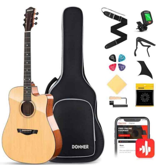 Donner Acoustic Guitar Beginner Full Size 41In
