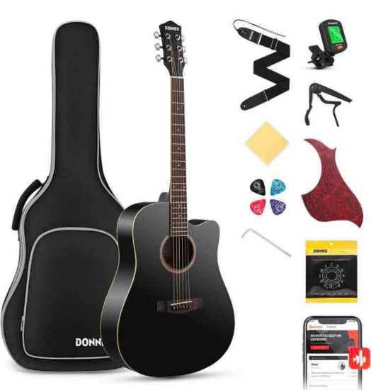 Donner Black Acoustic Guitar