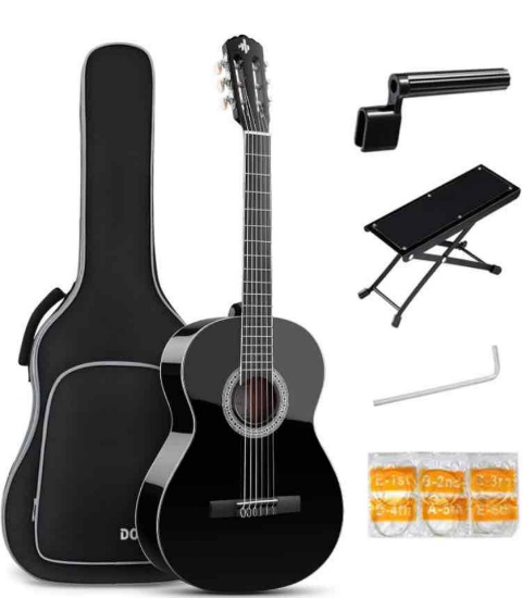 Donner 39In Classical Full Size Black Acoustic Guitar