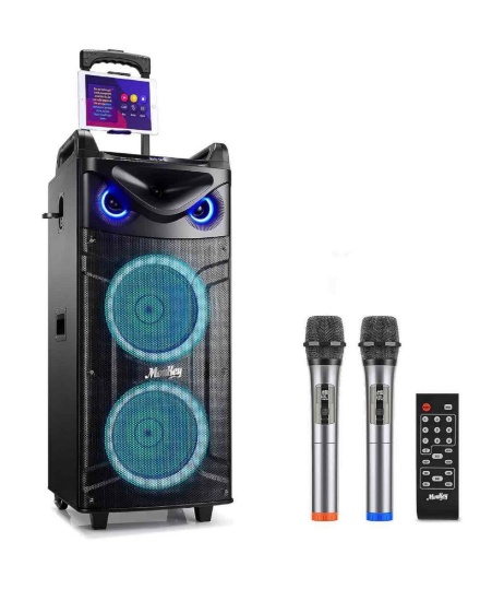 Moukey Karaoke Machine, Double 10" Woofer