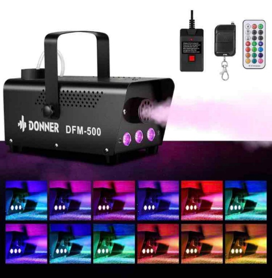 Donner Fog Machine with 13 Colors, 500W and 2000CFM Party Smoke Machine