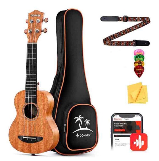 Donner Concert Ukulele Beginner Mahogany 21 Inch