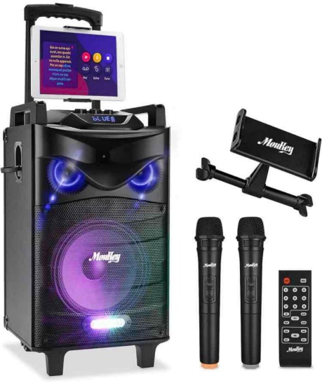 Moukey Karaoke Machine, PA System Woofer, Portable Bluetooth Speaker