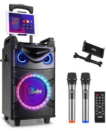 Moukey Karaoke Machine, PA System Woofer, Portable Bluetooth Speaker