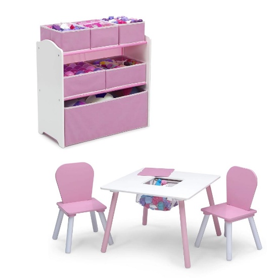 Delta Children 4-Piece Toddler Playroom Set - Pink/White