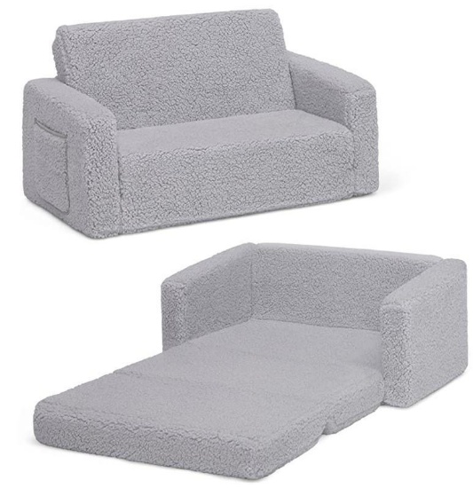 Delta Children Cozee Flip-Out Sherpa 2-in-1 Convertible Sofa To Lounger For Kids (x3)