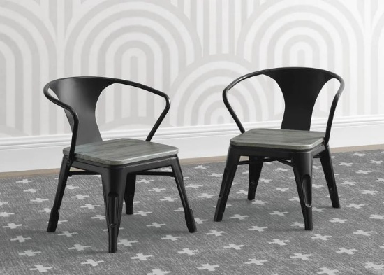 Delta Children Bistro 2-Piece Chair Set - Black with Grey Barnboard