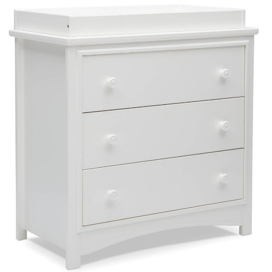 Delta Children Perry 3-Drawer Dresser with Changing Top, White