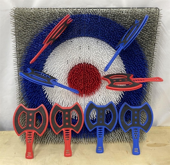 Eastpoint Axe Throwing Set with Steel Frame and 8 Safety Axes