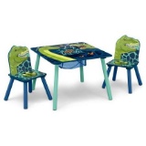 Delta Children Dinosaur Table and Chair Set with Storage (2 Chairs Included) - Blue/Green
