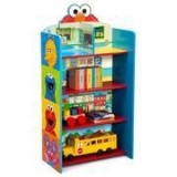 Delta Children Sesame Street Wooden Playhouse 4-Shelf Bookcase For Kids