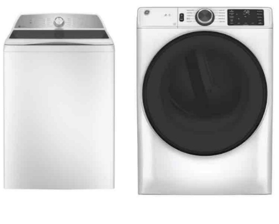 GE Profile - 5.0 Cu Ft High Efficiency Smart Top Load Washer and 7.8 cu ft. Smart Front Load