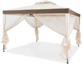 Costway 10 in. x 10 in. Beige Canopy Gazebo Outdoor Patio Party/Event Tent with Mosquito