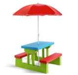 Costway Kids Picnic Folding Table & Bench with Umbrella